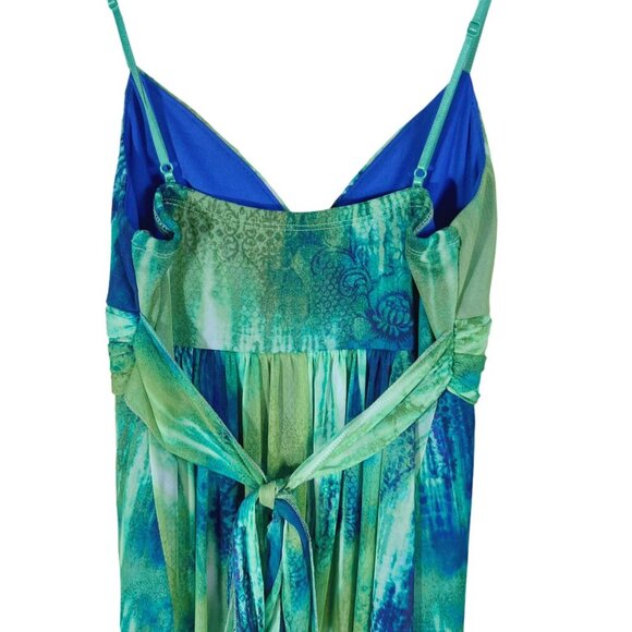 y2k Vintage Ruby Rox Vintage Green and Blue Tie Dye Chiffon Dress Women's Size M - Picture 4 of 8